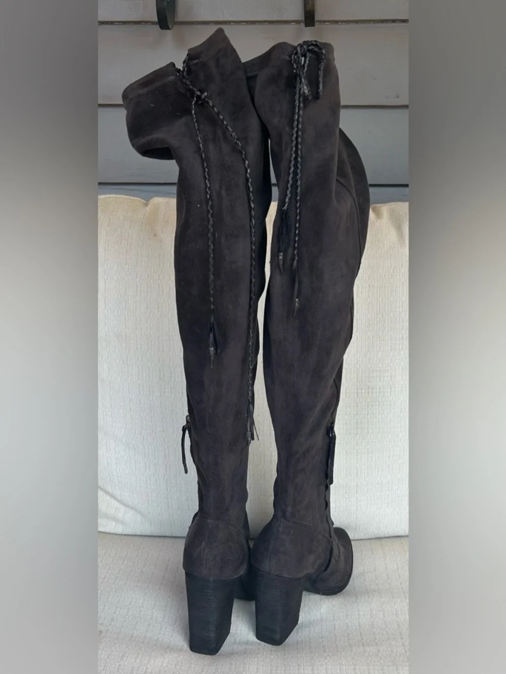 NWOB Dolce Vita Dark Grey Suede Over-The-Knee Boots